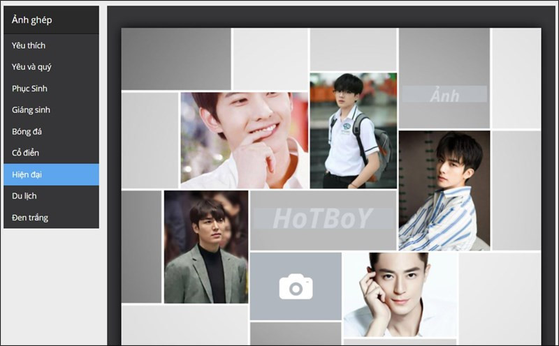 Giao diện ghép ảnh trực tuyến của Photo Fancy 