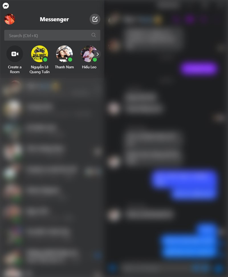 Giao diện Messenger trên máy tính