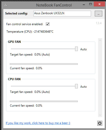 Giao diện NoteBook FanControl