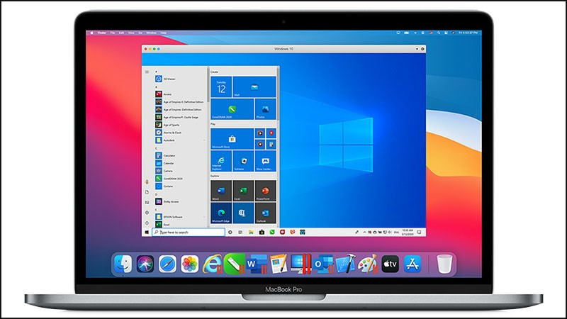 Giao diện Parallels Desktop hiển thị Windows trên macOS