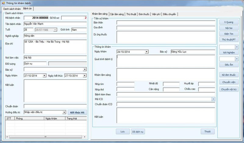 Giao diện TCSOFT - HOSPITAL