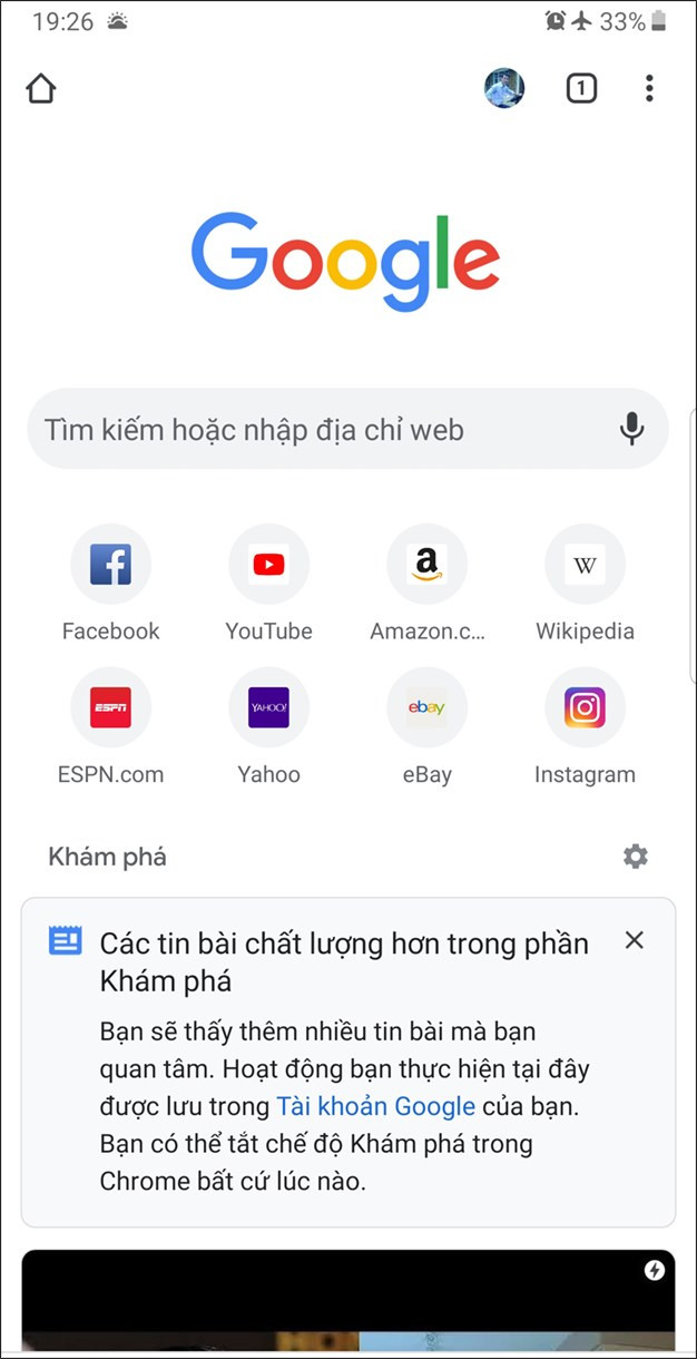 Giao diện trình duyệt Google Chrome