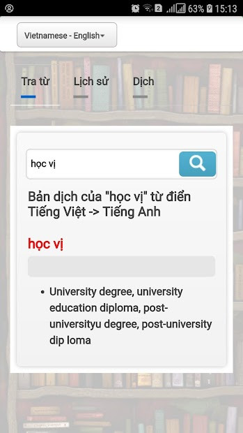Giao diện ứng dụng Vdict