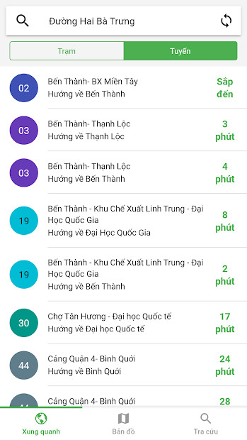 Go!Bus hiển thị thông tin chi tiết