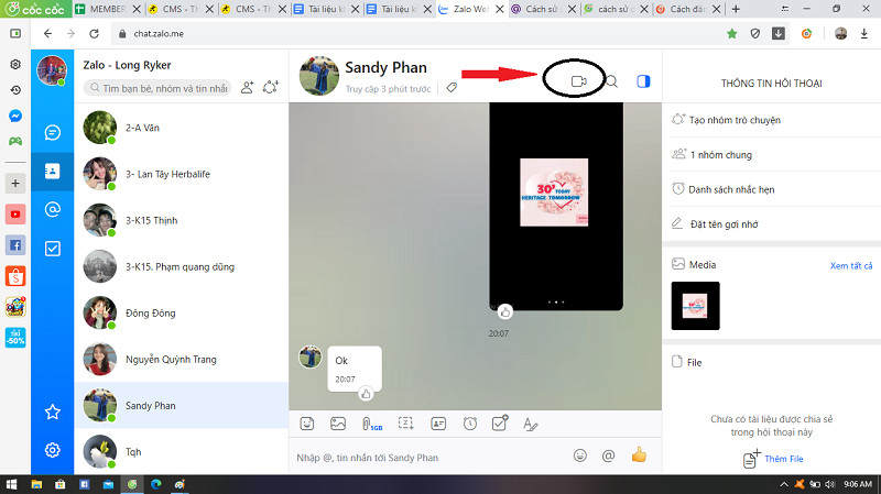 Gọi video Zalo Web