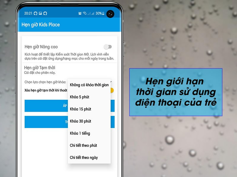 Hẹn giới hạn thời gian sử dụng điện thoại của trẻ