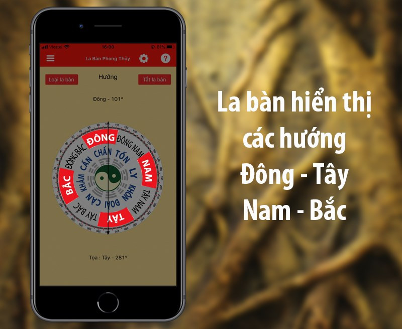 Hiển thị hướng Đông Tây Nam Bắc