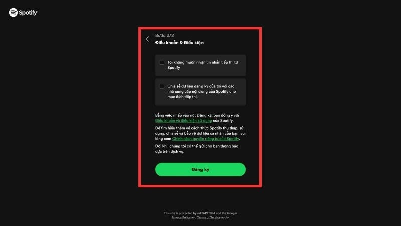 Hoàn tất đăng ký Spotify - Bước 4