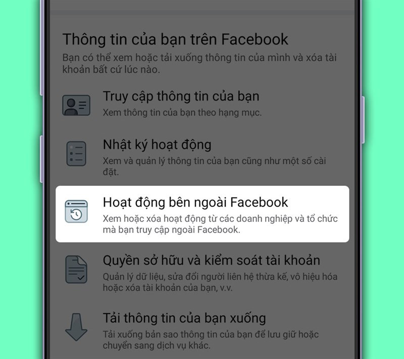 Hoạt động bên ngoài Facebook