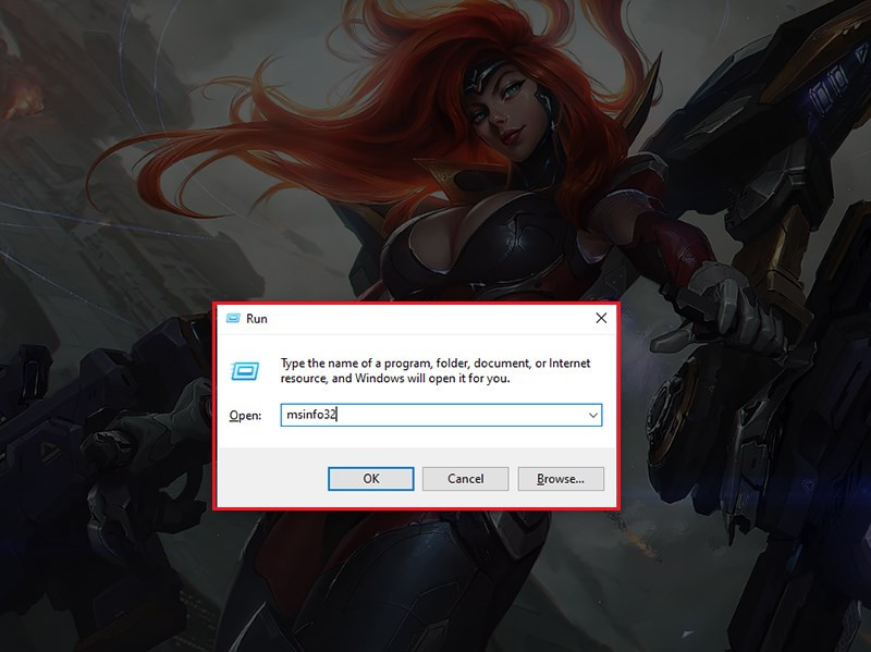 Hộp thoại Run với lệnh msinfo32