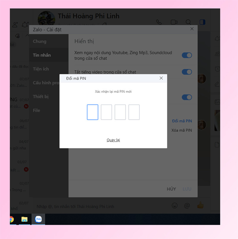 Hướng dẫn đổi, xóa mã PIN cuộc trò chuyện Zalo bị ẩn