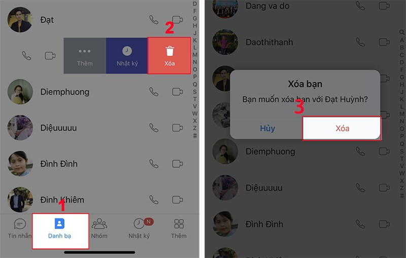 Hủy kết bạn Zalo tr&ecirc;n iOS