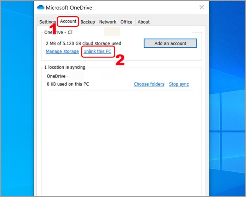 Hủy liên kết OneDrive