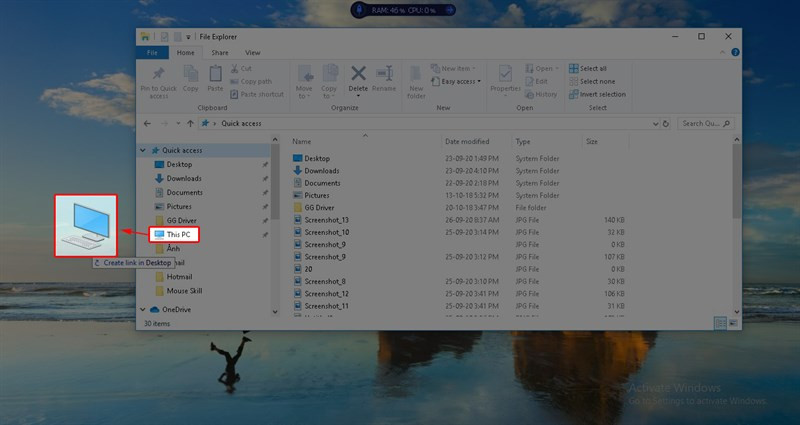 Kéo thả This PC ra màn hình Desktop