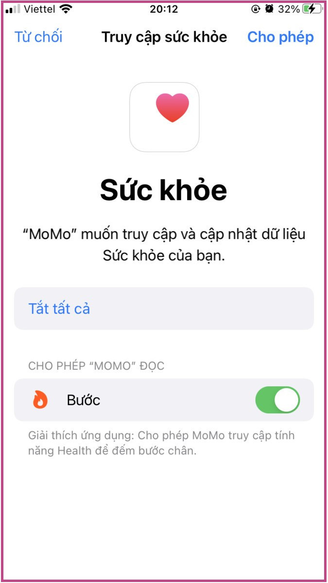 Kích hoạt mục Bước 