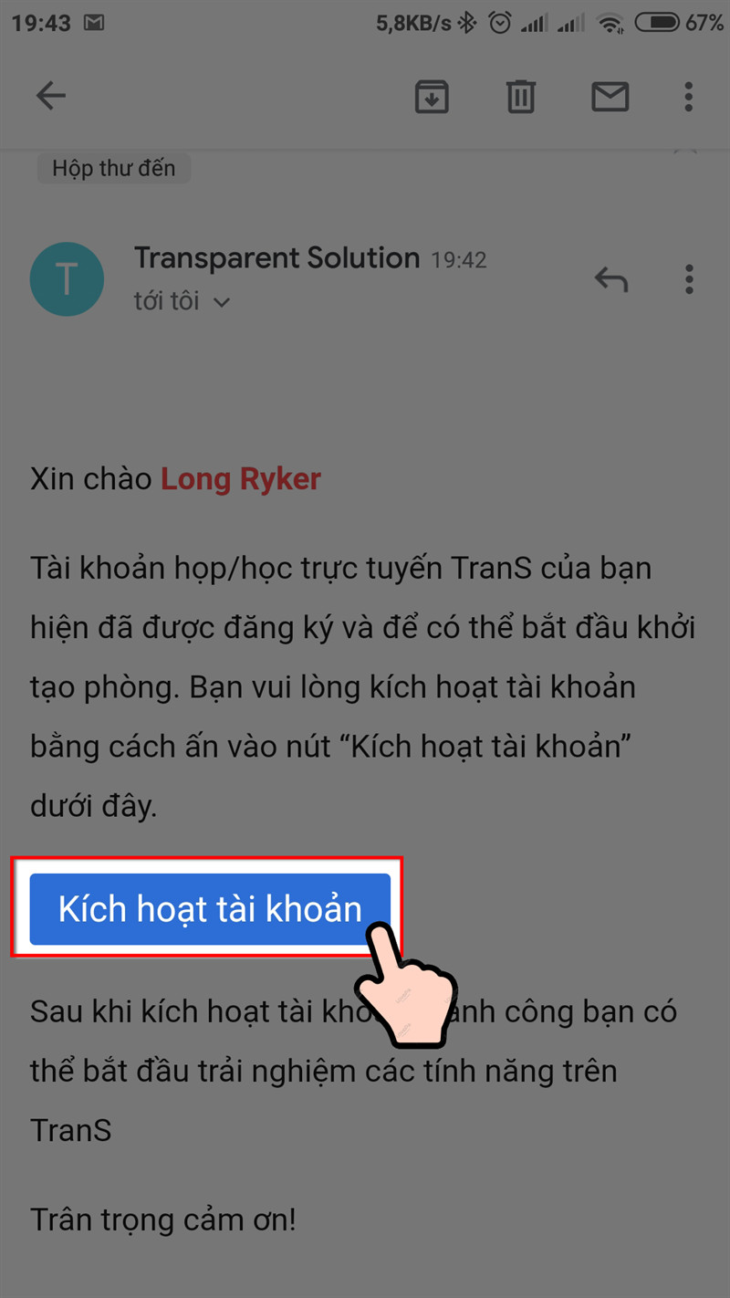 Kích hoạt tài khoản qua email