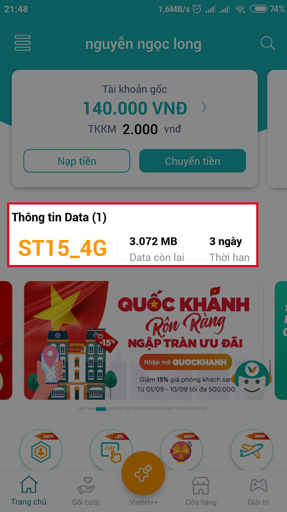 Kiểm tra bằng My Viettel