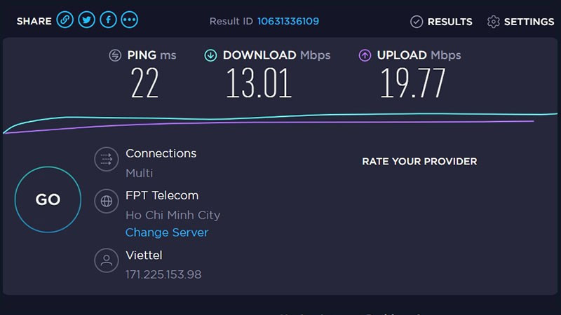 Kiểm tra tốc độ mạng với Speedtest