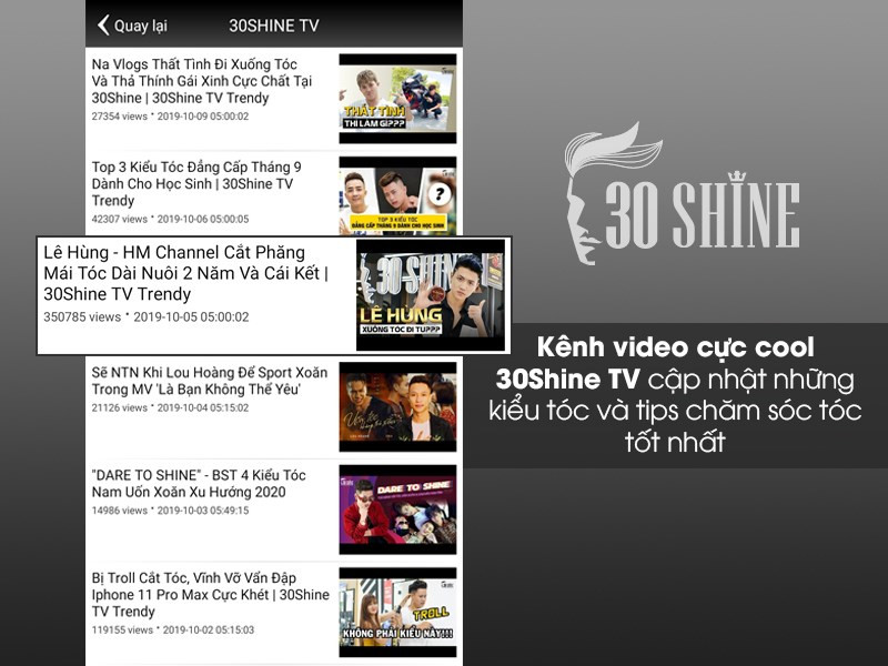 K&ecirc;nh video 30Shine TV