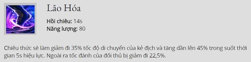Kỹ năng 2: Lão Hoá 