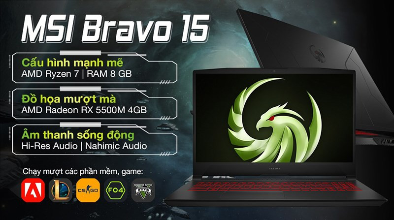 Laptop MSI Gaming Bravo 15 B5DD R7 5800H (278VN)