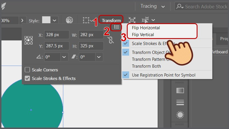 Lật hình với Transform Tool