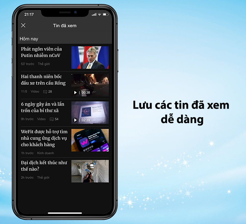 Lịch sử đọc báo trên VnExpress