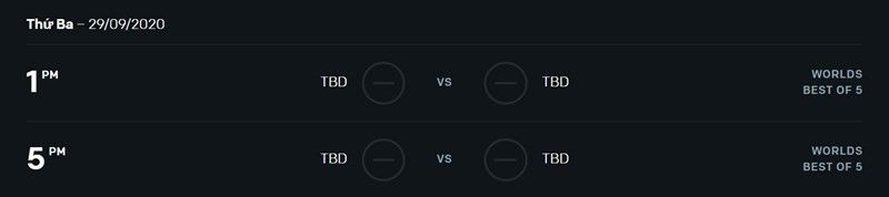 Lịch thi đấu ngày 29/09/2020