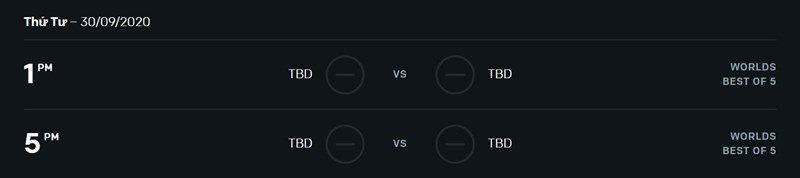 Lịch thi đấu ngày 30/09/2020