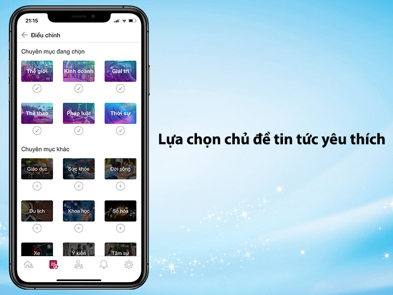 Lựa chọn chủ đề quan tâm trên VnExpress