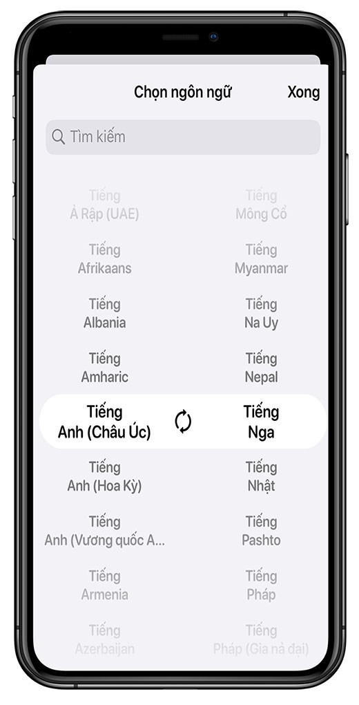  Lựa chọn ngôn ngữ cần dịch trên ứng dụng Dịch ngay- Translator Now