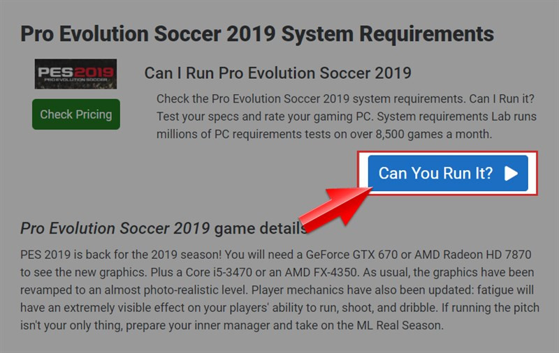 Lựa chọn vào Can You Run It?