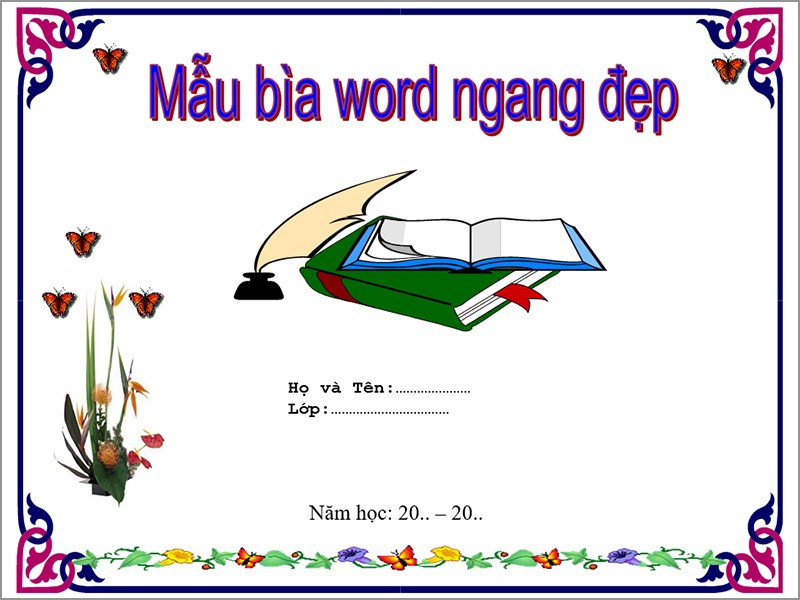 Mẫu bìa word nằm ngang số 1