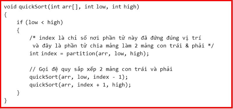 Minh họa hàm quickSort