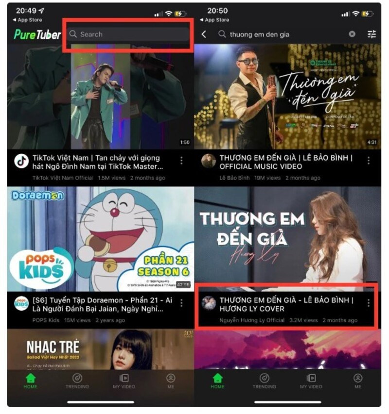 Mở app và chọn video của bạn muốn xem