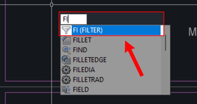 Mở hộp thoại Object Selection Filters