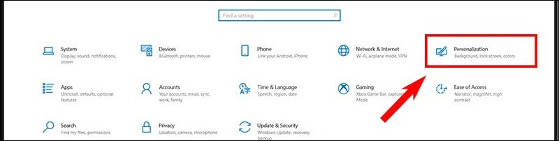 Mở Taskbar Settings qua Start Menu