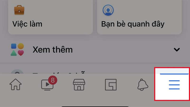 Mở ứng dụng Facebook và chọn menu