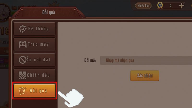 Mục Đổi Quà trong game