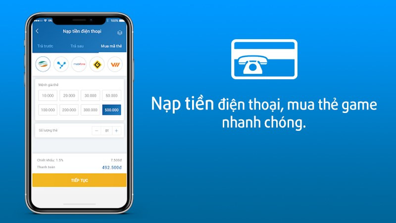 Nạp tiền điện thoại và mua thẻ game
