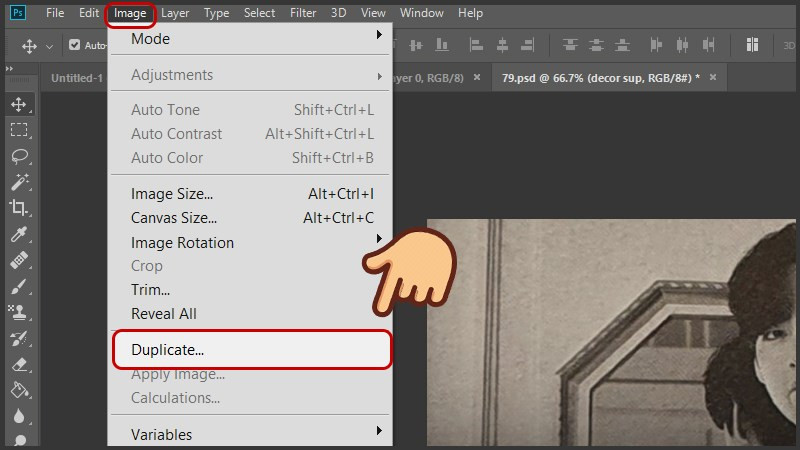 Nhân bản file ảnh trong Photoshop