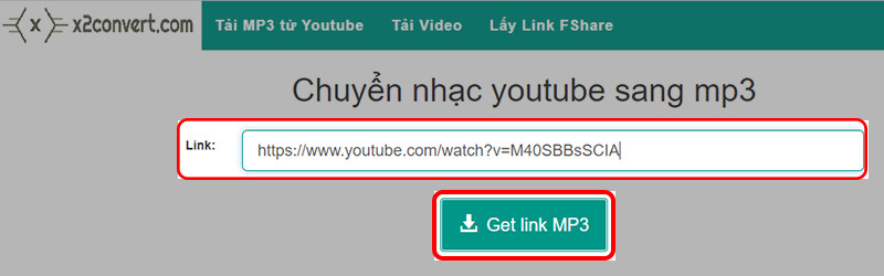 Nhấn Get link MP3