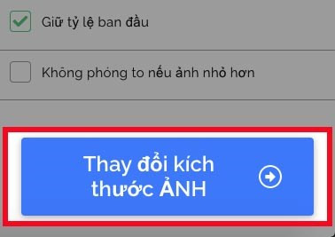 Nhấn Thay đổi k&iacute;ch thước ảnh