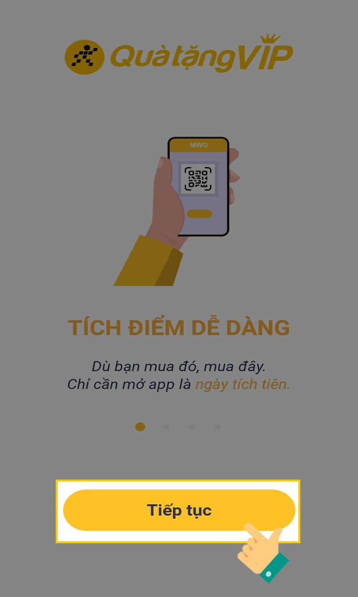 Nhấn Tiếp tục