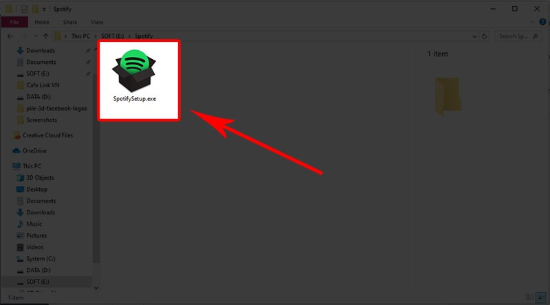 Nhấp đúp vào file SpotifySetup để cài đặt