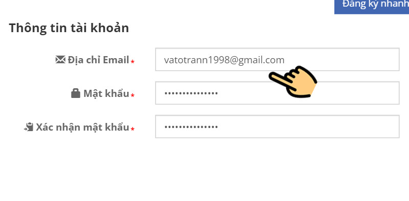 Nhập email và mật khẩu