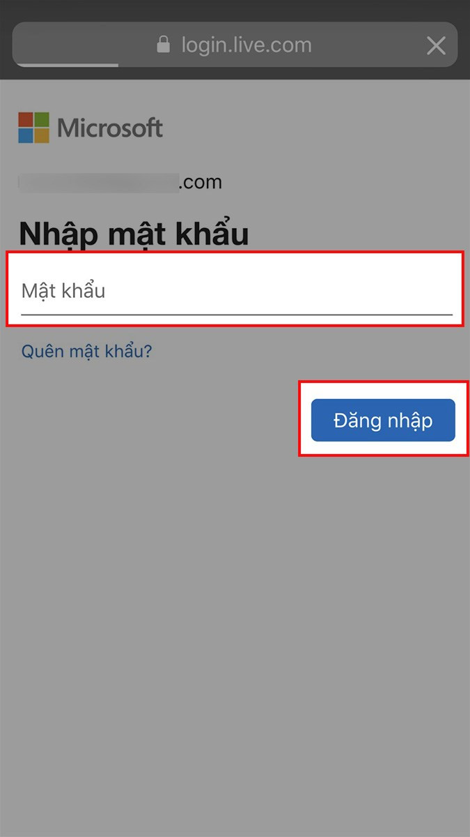 Nhập mật khẩu Microsoft Teams