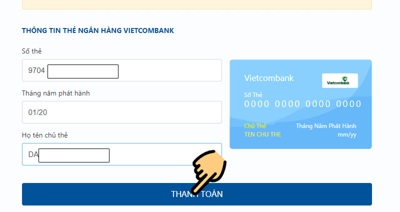 Nhập thông tin thẻ ATM của bạn