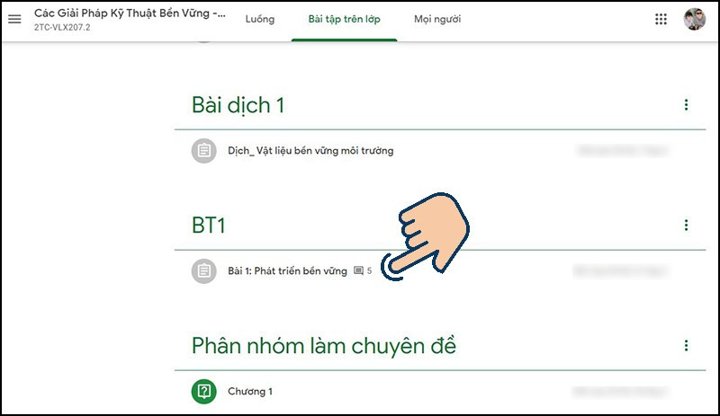 Ở mục bài tập trên lớp. hãy chọn vào bài tập giảng viên yêu cầu.