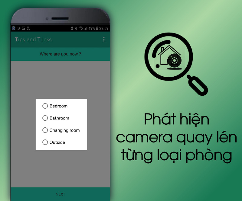 Phát hiện camera từng loại phòng